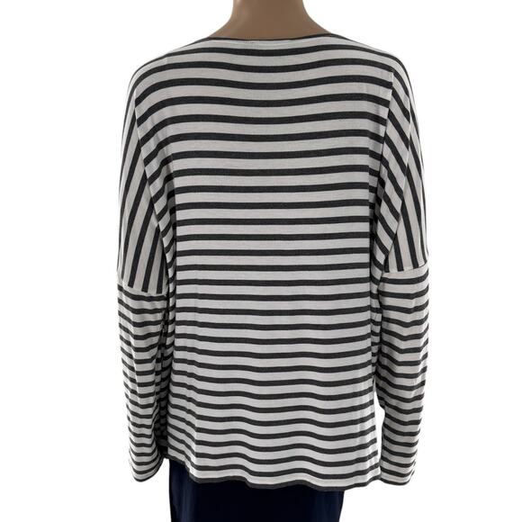Hatch Maternity Gray Striped The Perfect Long Sleeve Boat Neck Tee - Picture 7 of 12